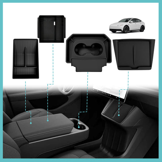 4PCS Center Console Organizer for 2026+ Tesla Model Y Juniper Standard Trim(ONLY Fit Juniper Standard Version)