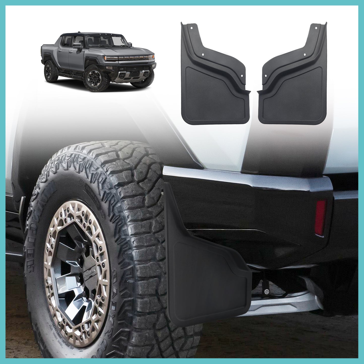 BestEvMod Compatible with Hummer EV Pickup Rear Mud Flaps ONLY (Set of 2)