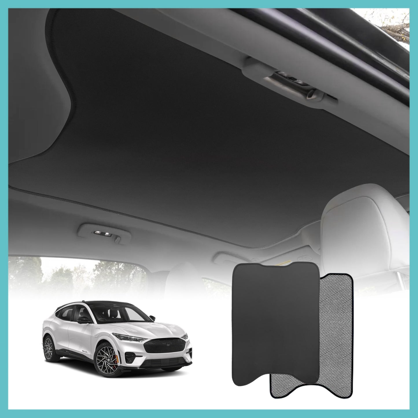 Mach E Foldable Roof Sunshade Upgraded Heat Reflective Tech Accessories from AOSKonology