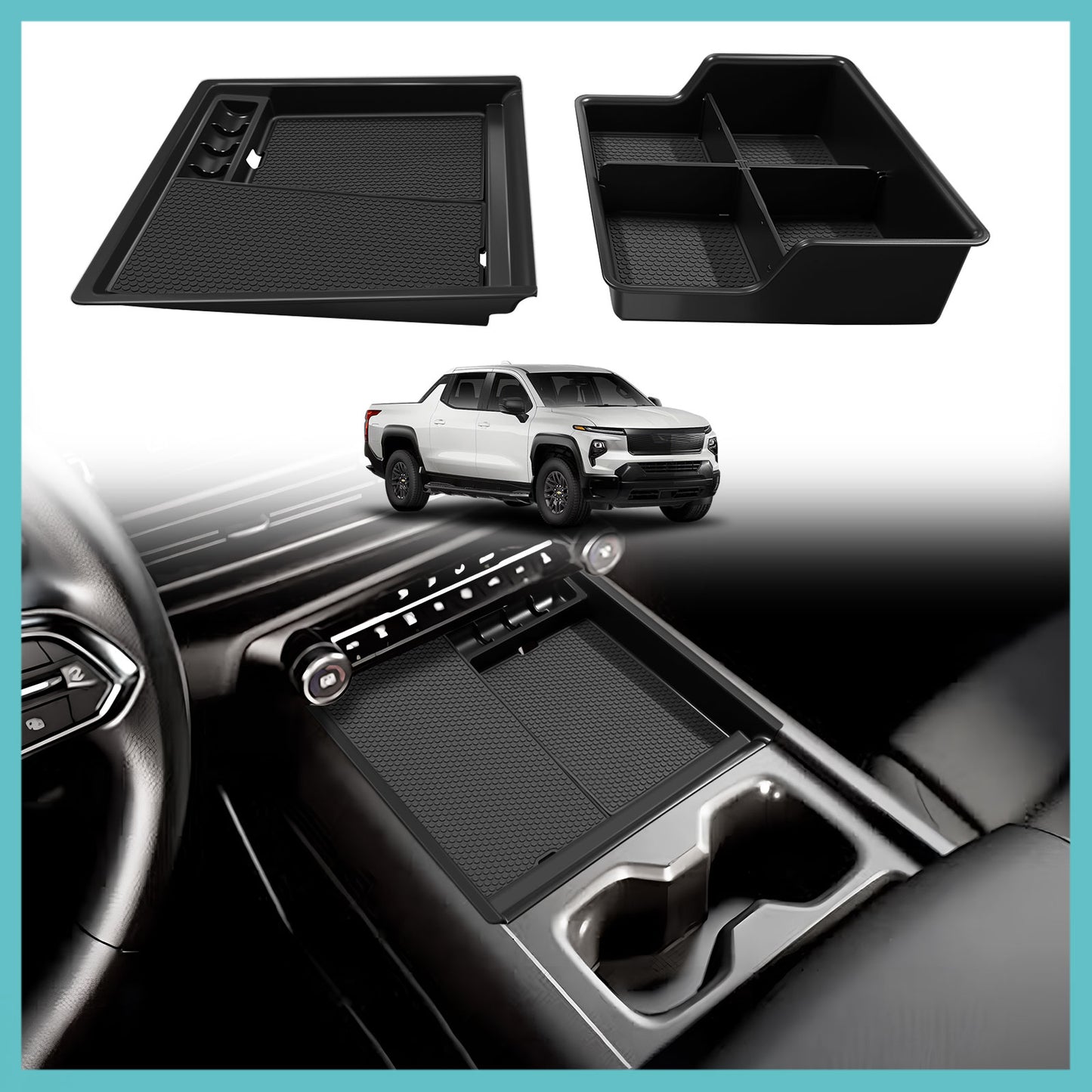 2PCS Front Center Console Organizer for 2024+ Silverado EV WT from BestEvMod
