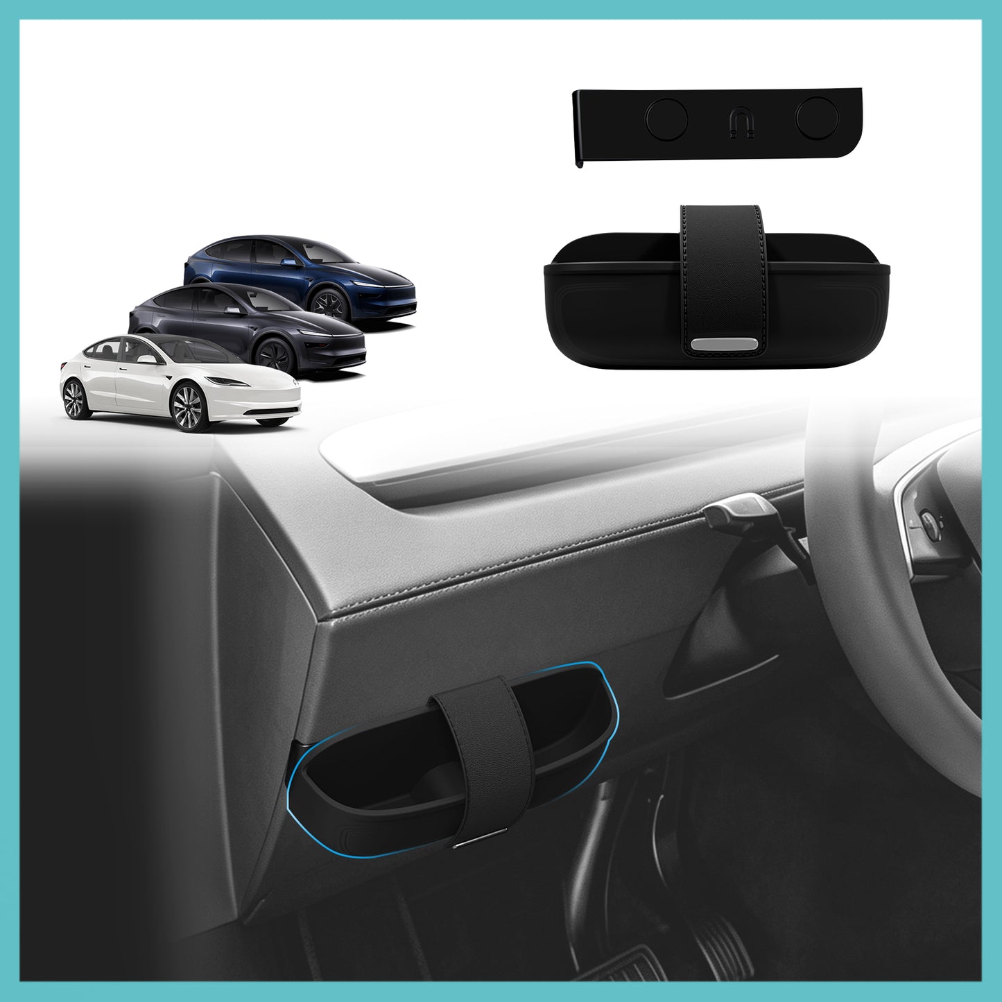 BestEvMod Magnetic Sunglasses Holder for 2025+ Model Y&YL/2024+Model3