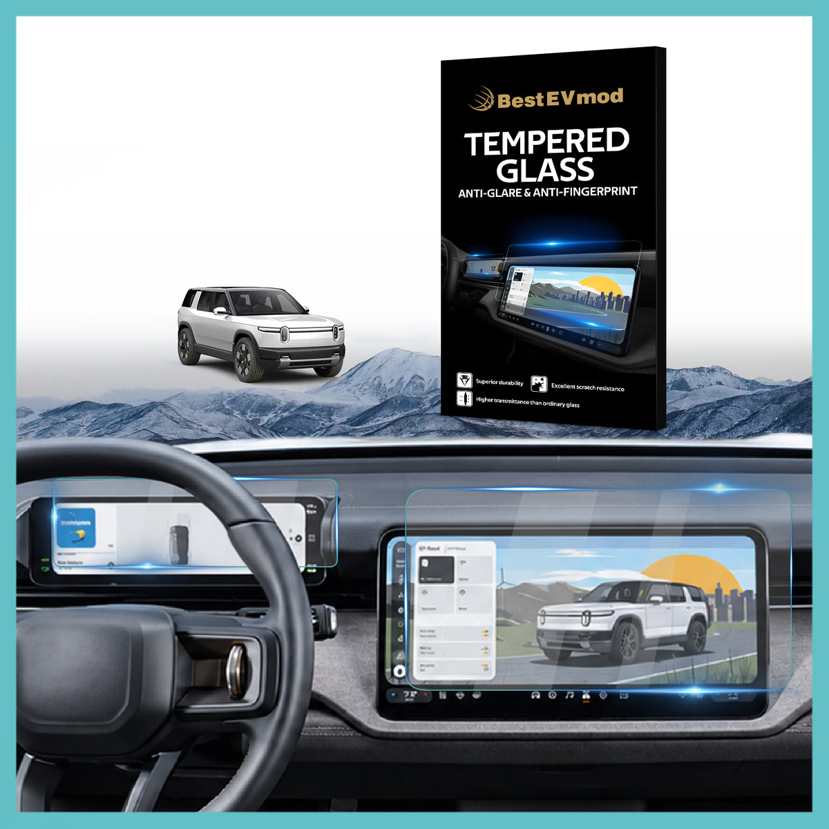 BestEvMod 2PCS Screen Protector for 2026 2027 Rivian R2 Anti-Glare (Matte)