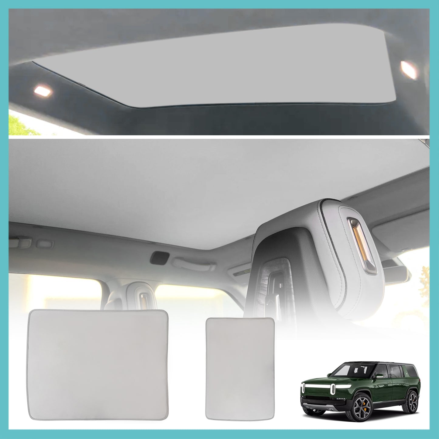 Compatible with Rivian R1S Foldable Roof Sunshade Accessories from BestEvMod FRONT ROOF ONLY