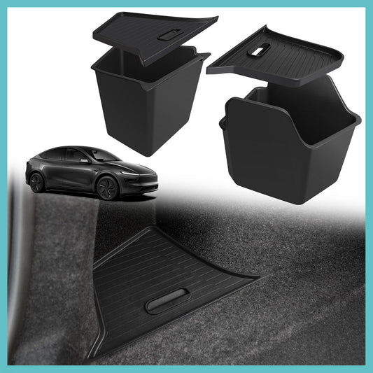 BestEvMod for 2026+ Tesla New Model Y Juniper 2PCS Rear Trunk Storage Bins with Lids