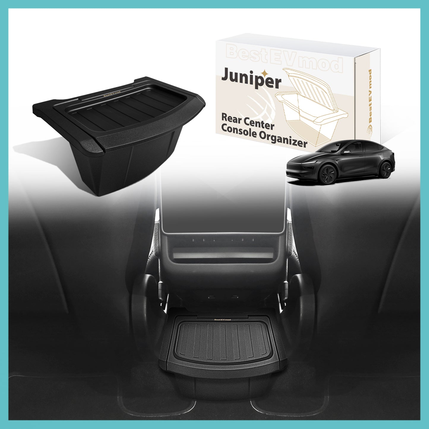 Rear Center Console Organizer Compatible for 2026+ Model Y Juniper Refresh Trash Can with Lid Cover Rear Bin Backseat Storage Box