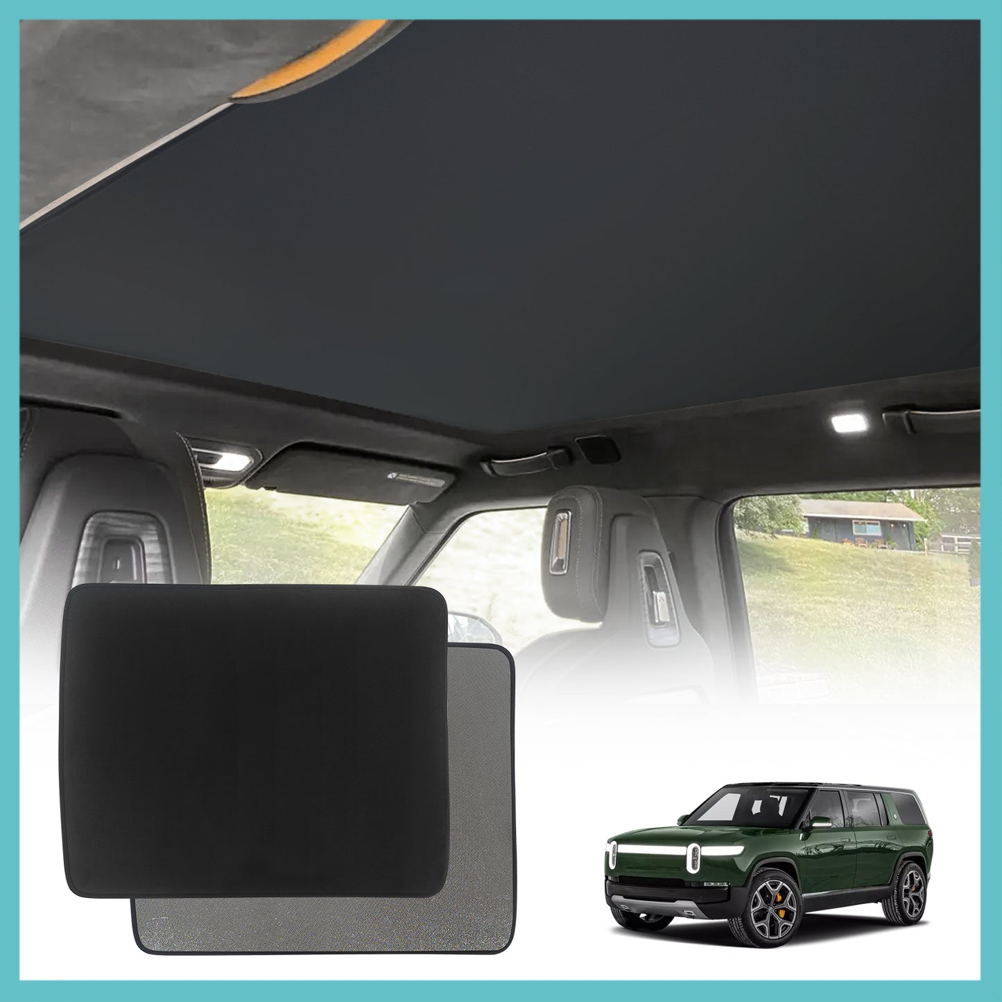 Compatible with Rivian R1S Foldable Roof Sunshade Accessories from BestEvMod FRONT ROOF ONLY