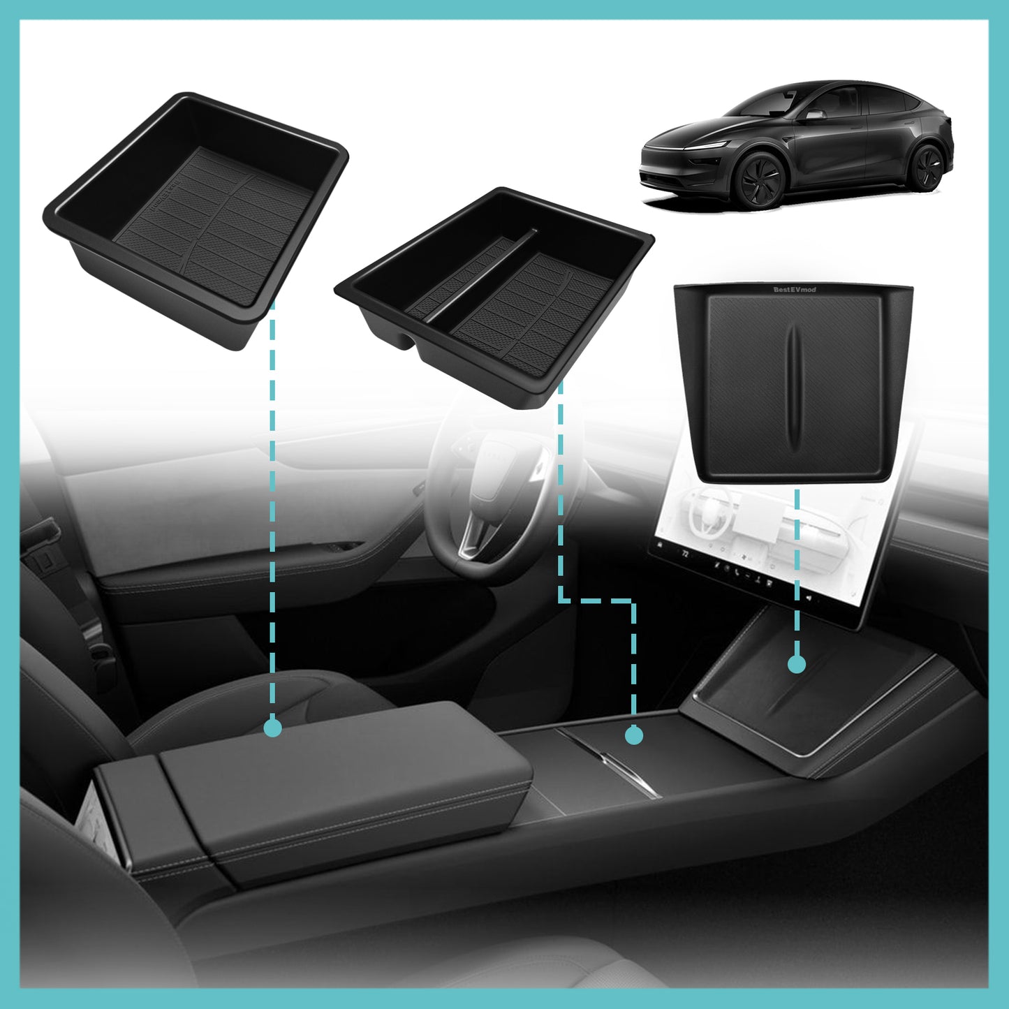 3PCS Center Console Organizer for Model Y Juniper