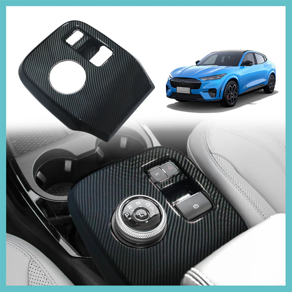 Bundle of Mach-E Central Control Trim Cover + Gear Shifter Panel Cover + Window Button Cover + Steering Wheel Cover