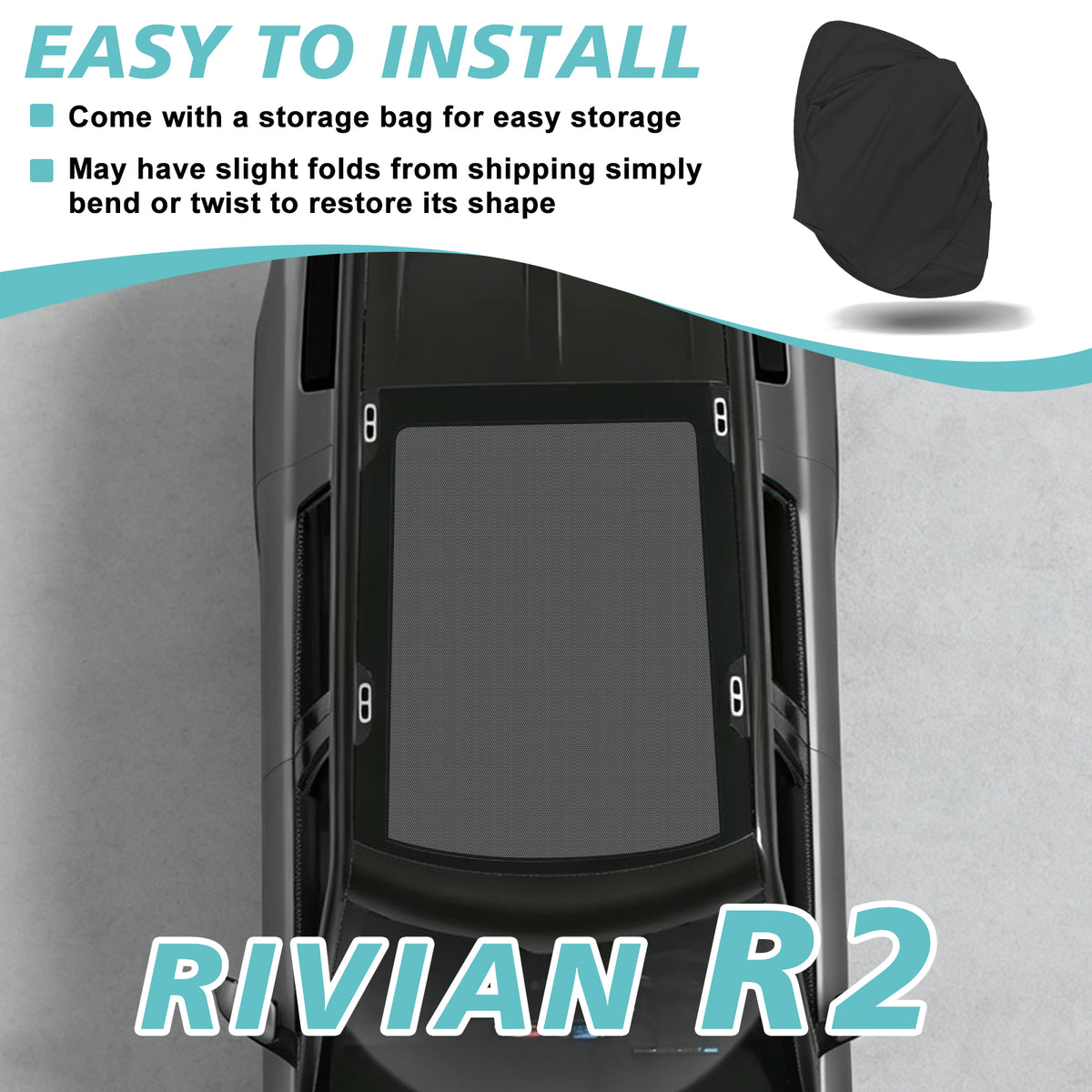 BestEvMod Foldable Roof Sunshade for 2027 2026 Rivian R2