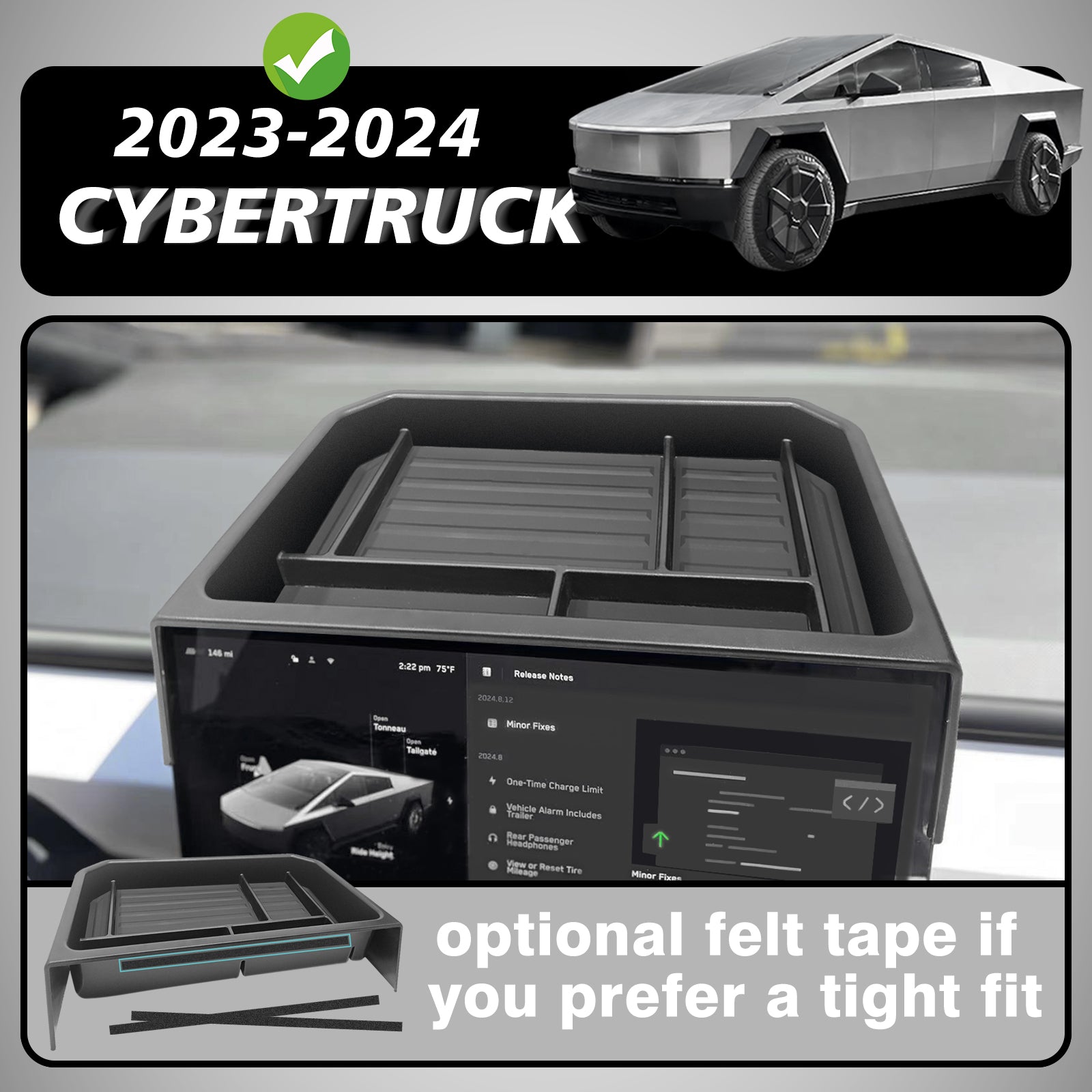 Bundle of Cybertruck Screen Back Tray+ Cup Holder Front Tray – EV-Vida
