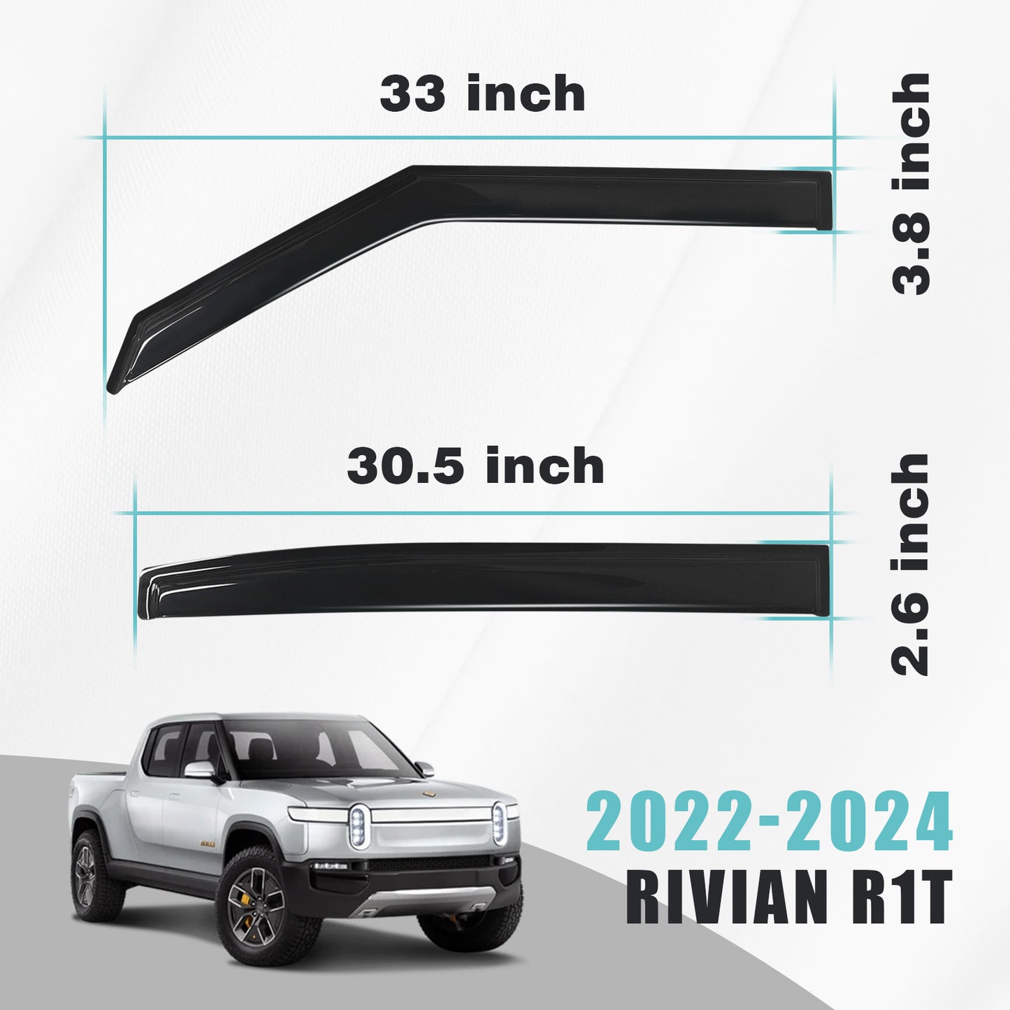 Rain Guards Compatible with Rivian R1T from BestEvMod