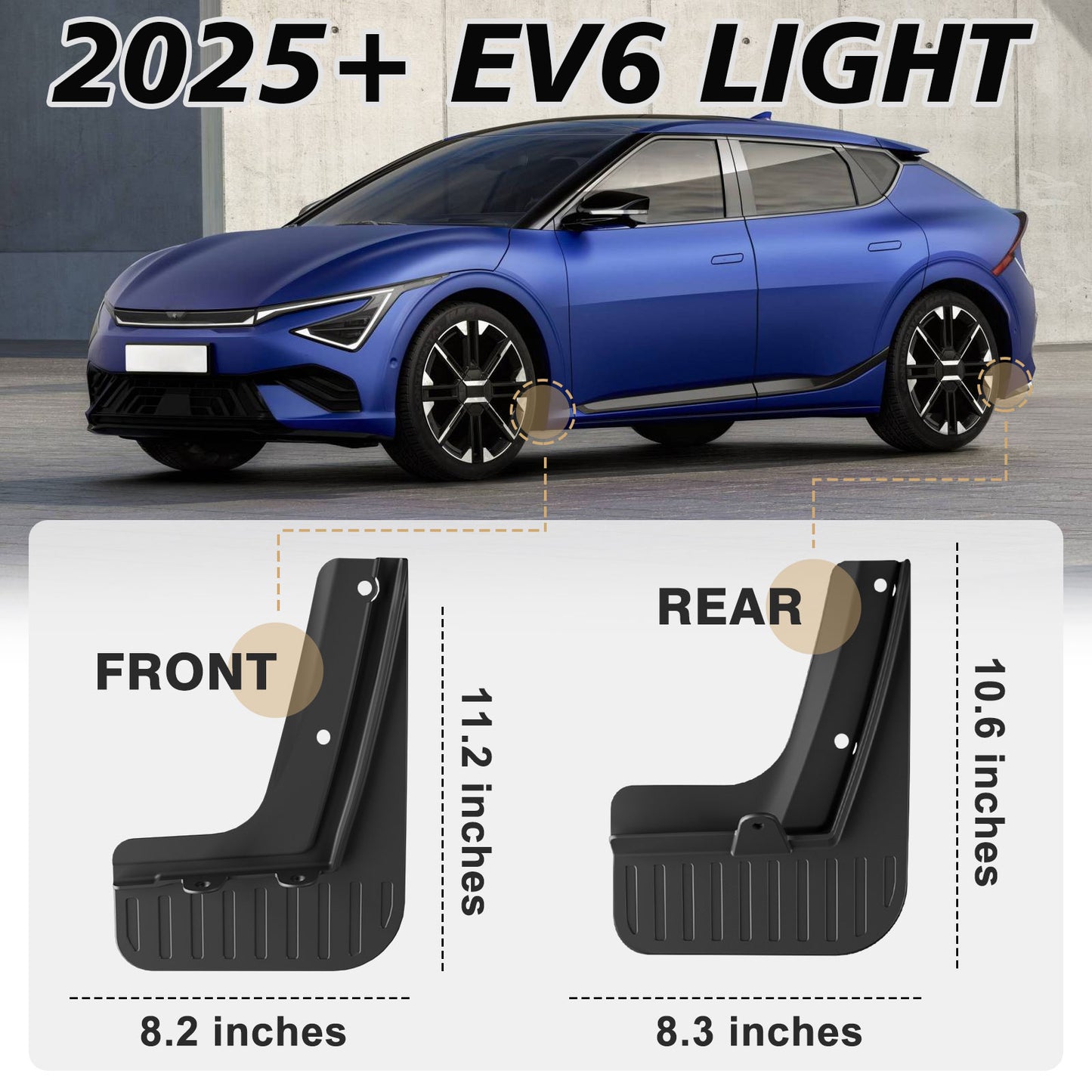 4PCS Mud Flaps No Drilling for 2025+ Kia EV6 Light