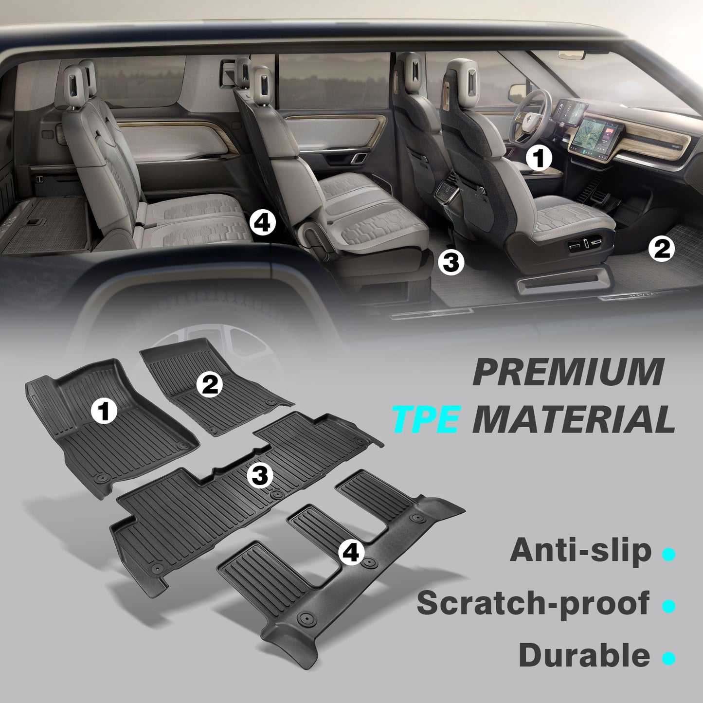 Compatible with Rivian R1S Floor Mats from BestEvMod