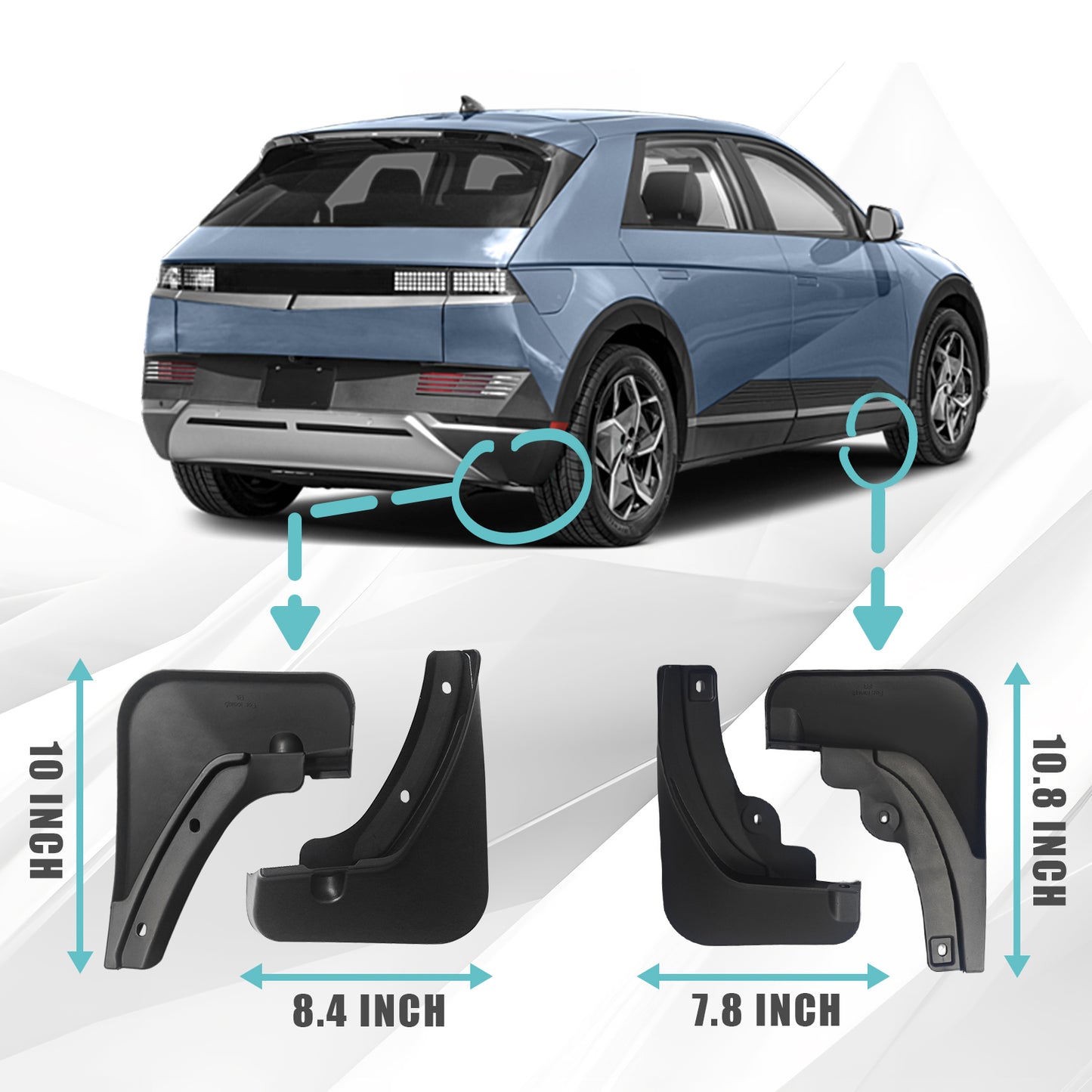 Ioniq5 Mud Flaps Splash Guards (Set of 4)  Dirt Protection from BestEvMod