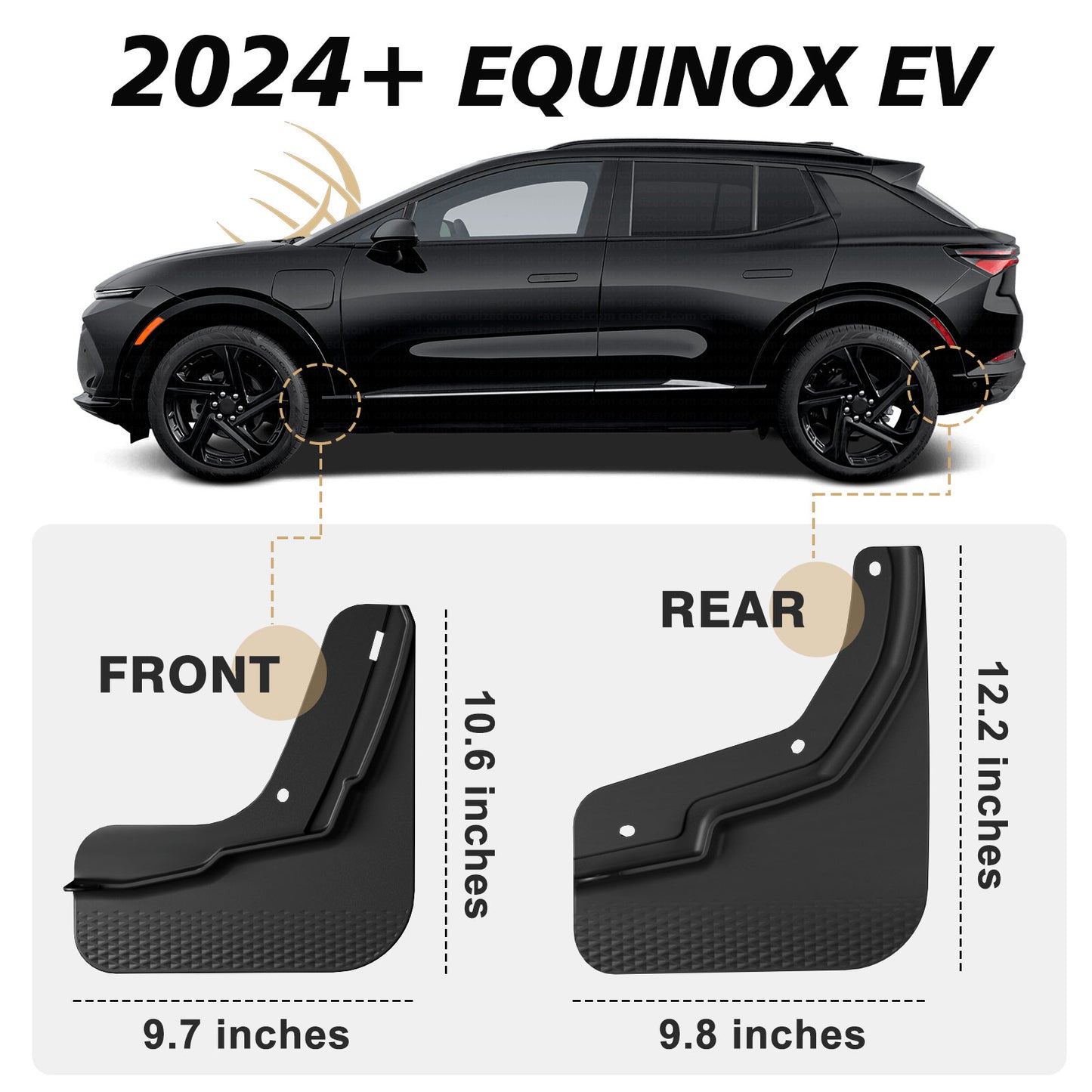 4PCS Mud Flaps No Drilling for 2024+ Chevrolet Equinox EV