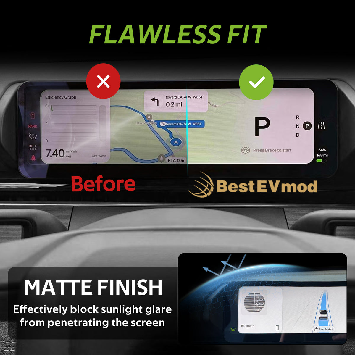 BestEvMod 2PCS Screen Protector for 2026 2027 Rivian R2 Anti-Glare (Matte)