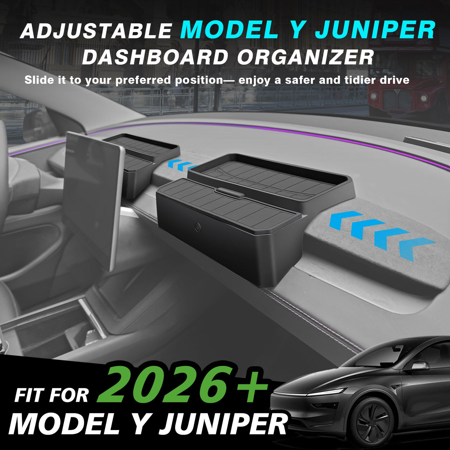 Sunglasses Holder Screen Dash Console Organizer for 2026+ Model Y Juniper