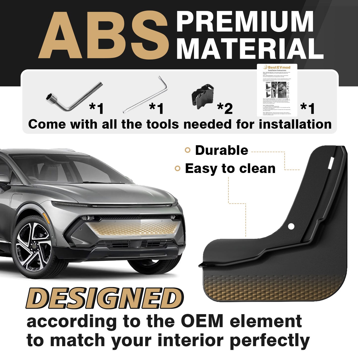 4PCS Mud Flaps No Drilling for 2024+ Chevrolet Equinox EV