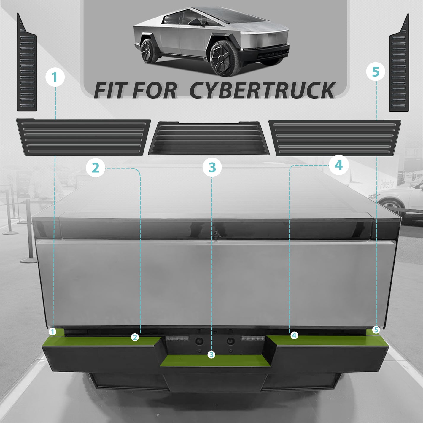Rear Bumper Protector Stainless Steel / TPE Material for Cybertruck ...