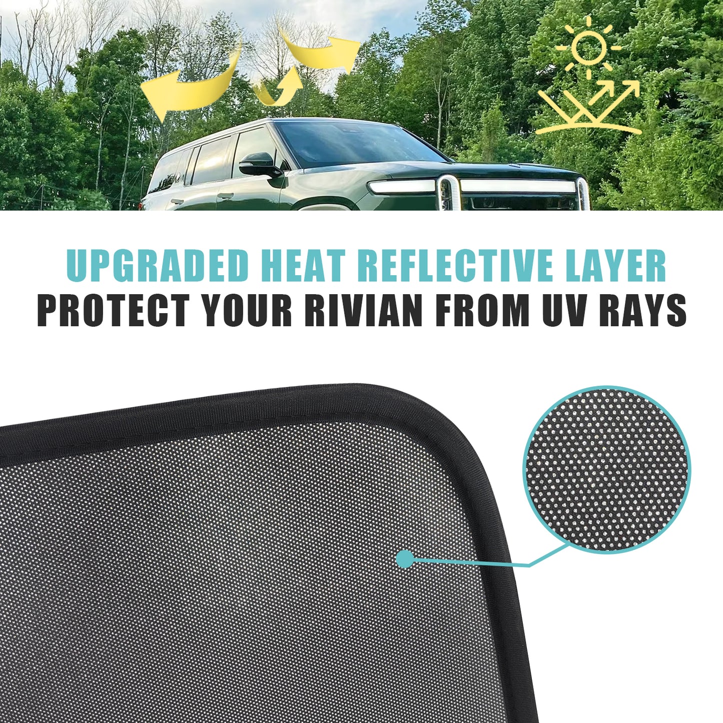 Compatible with Rivian R1S Foldable Roof Sunshade Accessories from BestEvMod FRONT ROOF ONLY