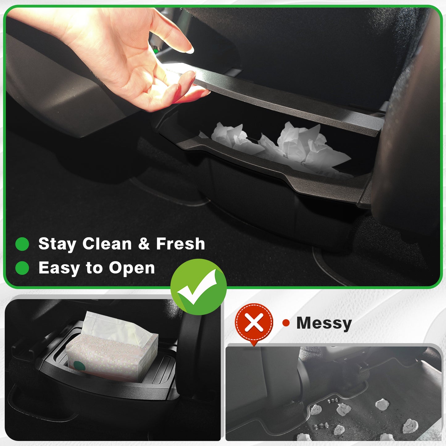 Rear Center Console Organizer Compatible for 2026+ Model Y Juniper Refresh Trash Can with Lid Cover Rear Bin Backseat Storage Box