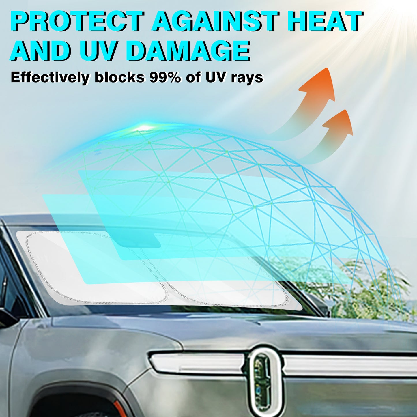 Windshield Sunshade for 2022-2025 2026 Rivian R1S R1T