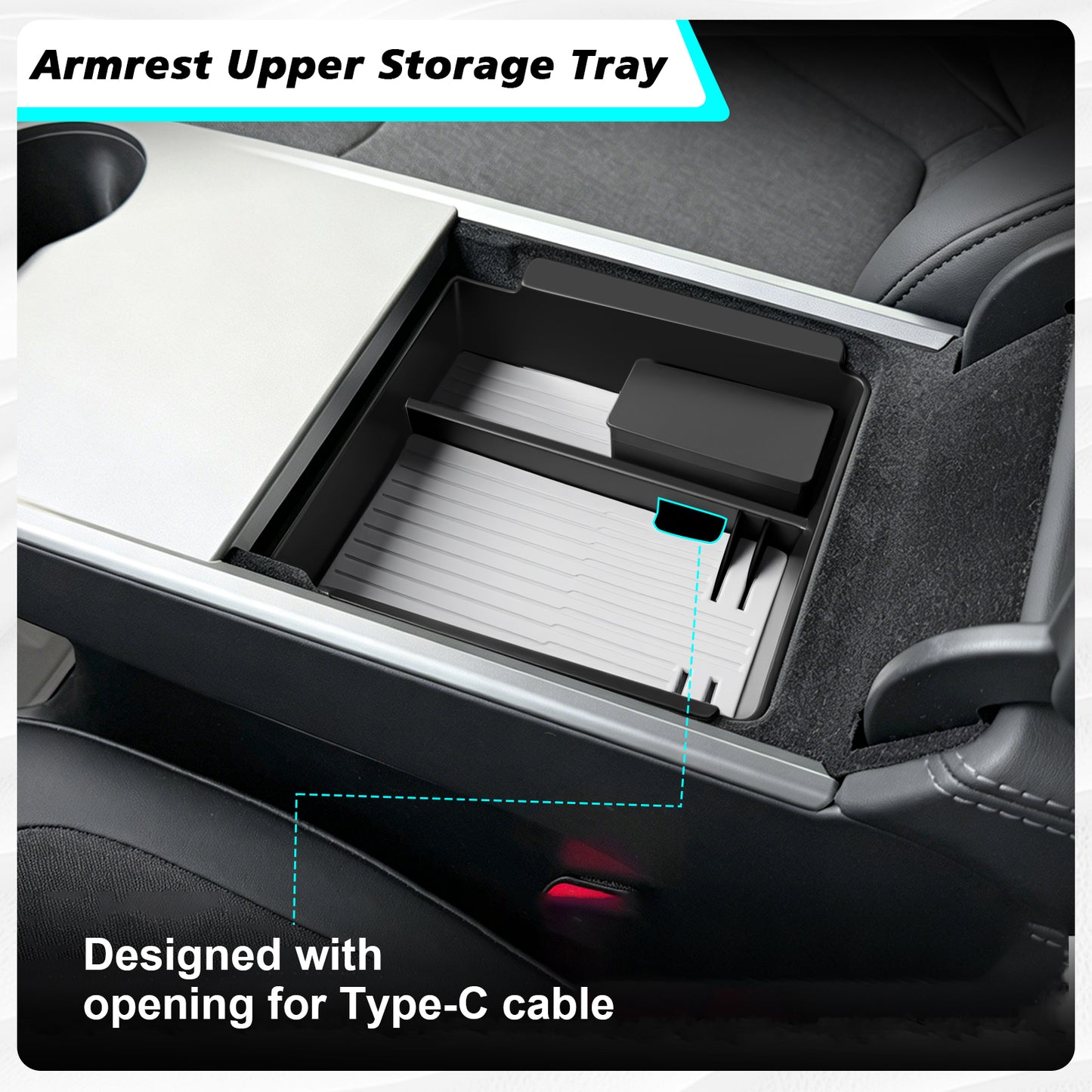 4PCS Center Console Organizer for 2026+ Tesla Model Y Juniper Standard Trim(ONLY Fit Juniper Standard Version)