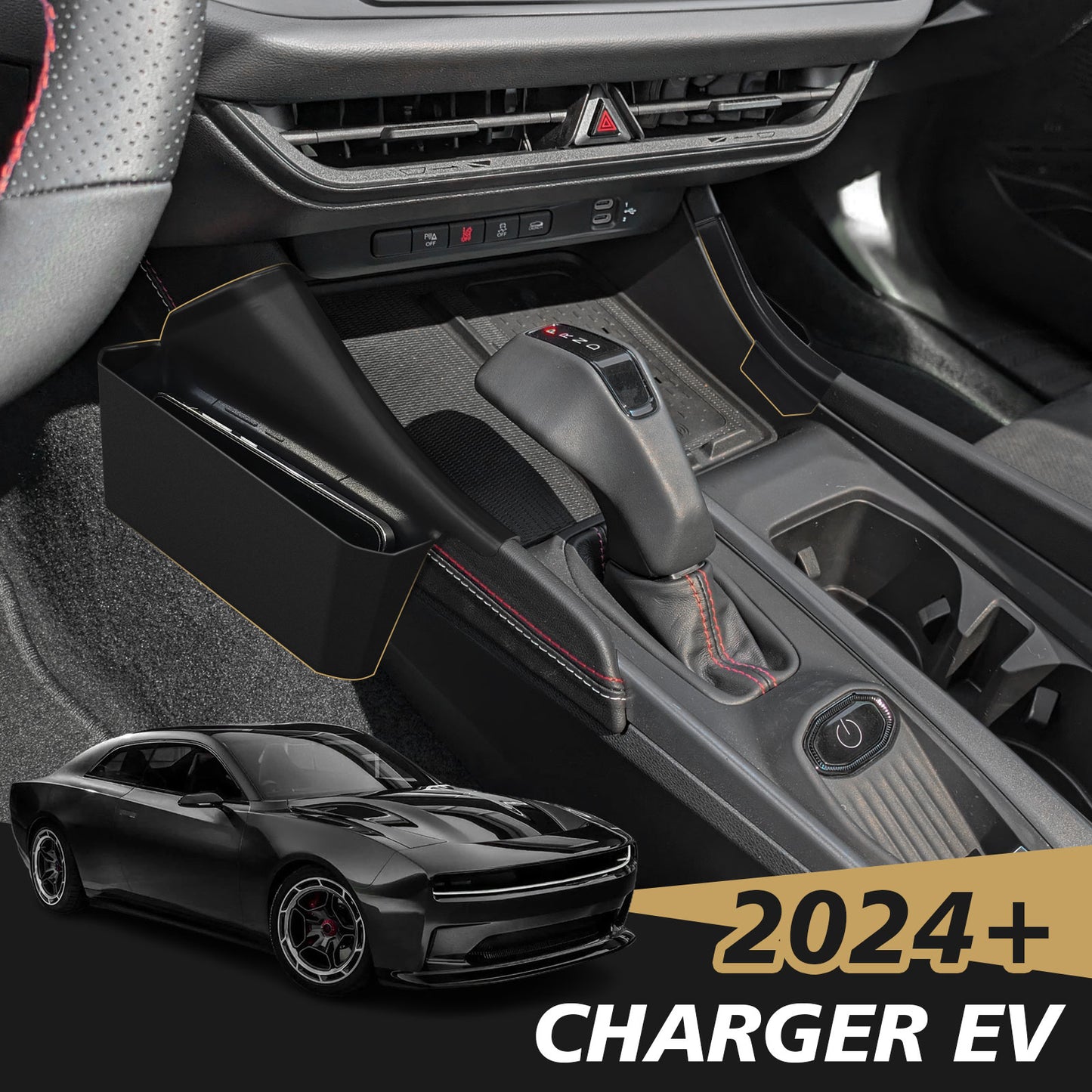 Center Console Side Storage Organizer Tray for Dodge Charger EV