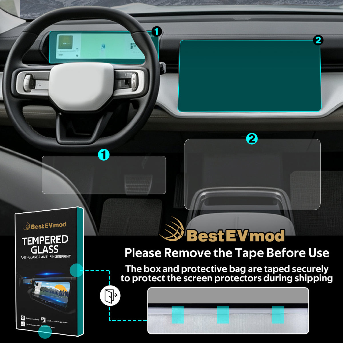 BestEvMod 2PCS Screen Protector for 2026 2027 Rivian R2 Anti-Glare (Matte)