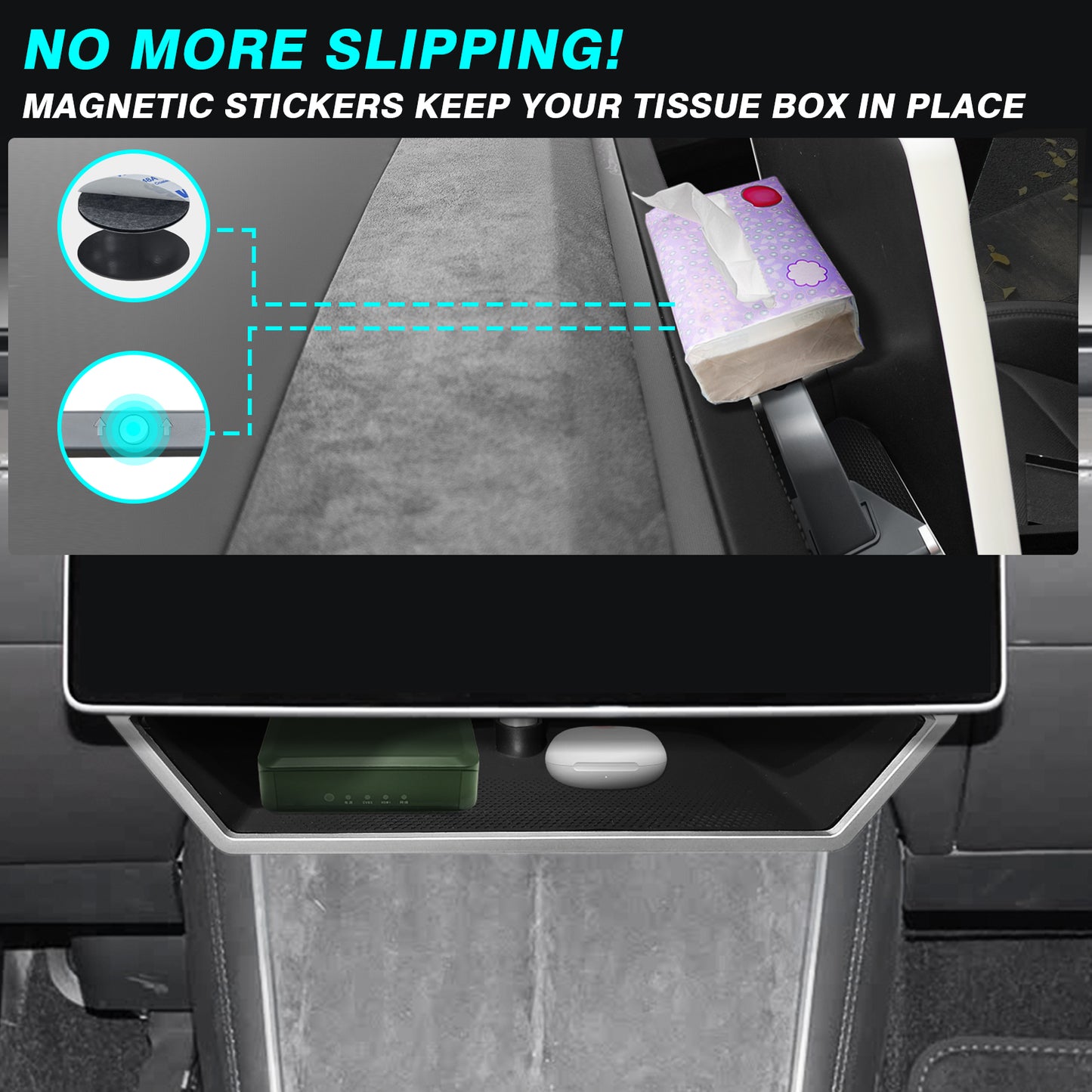 Upgrade Under Screen Storage Strong Magnet for 2026+ Tesla Model Y Juniper/2024+ Model 3 Highland