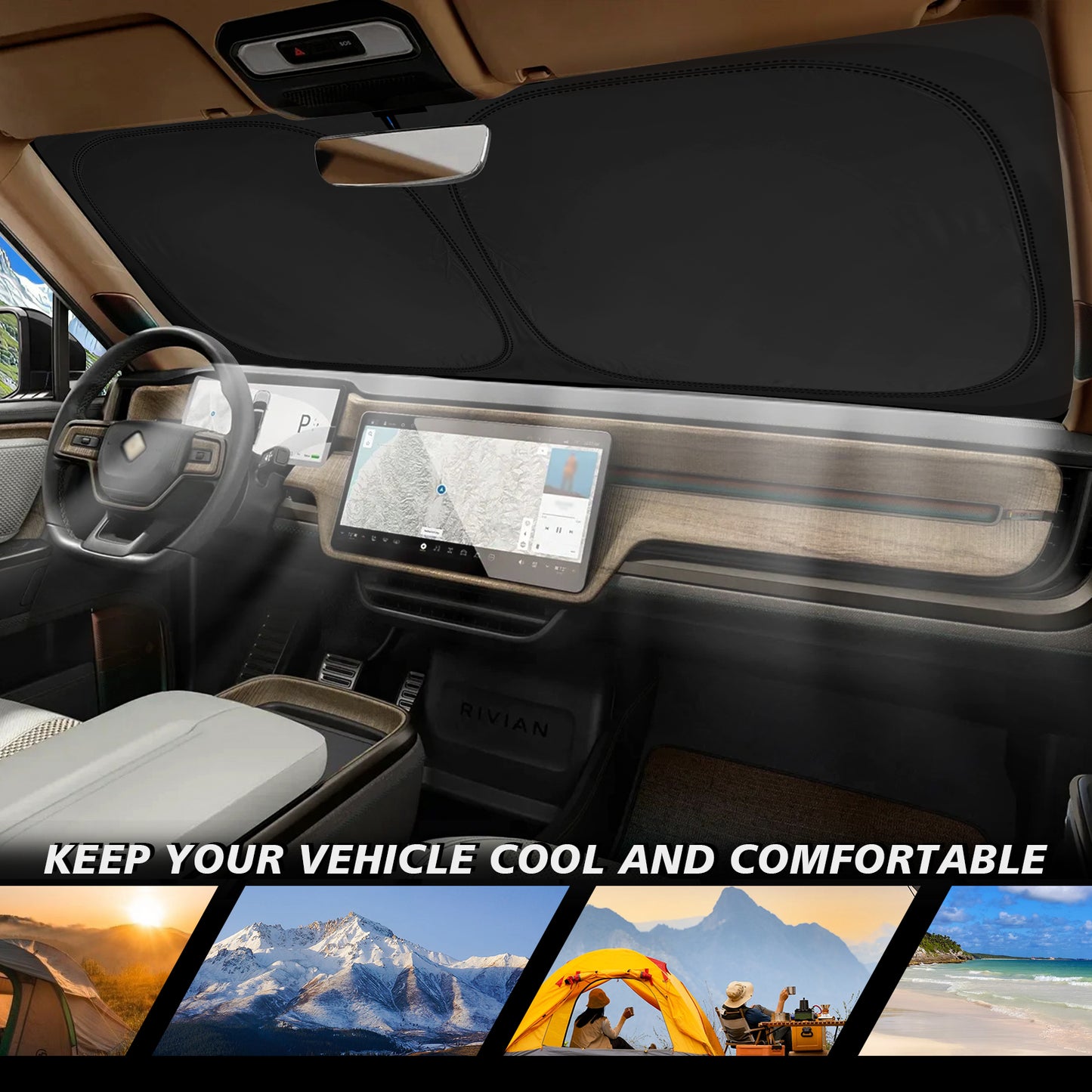 Windshield Sunshade for 2022-2025 2026 Rivian R1S R1T