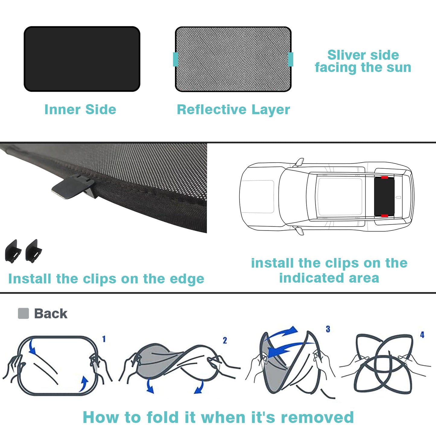 Compatible with Rivian R1S Foldable Roof Sunshade Accessories from BestEvMod FRONT ROOF ONLY