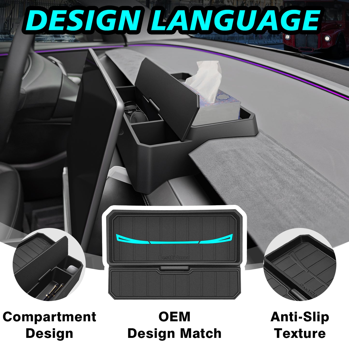 Sunglasses Holder Screen Dash Console Organizer for 2026+ Model Y Juniper