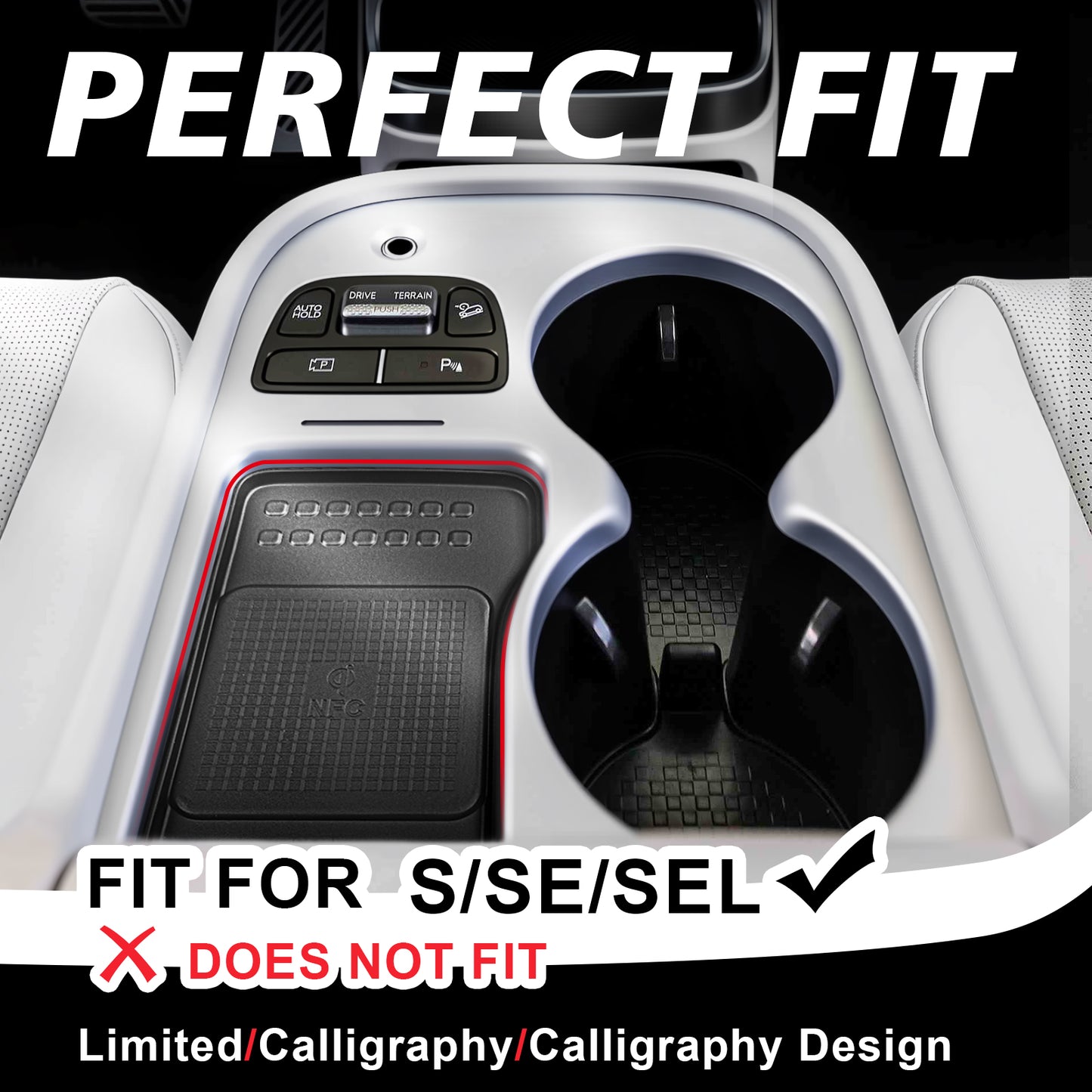 2PCS Center Console Organizer & Phone Charge Area Silicone Cover for Hyundai Ioniq 9 2026+ S SE SEL