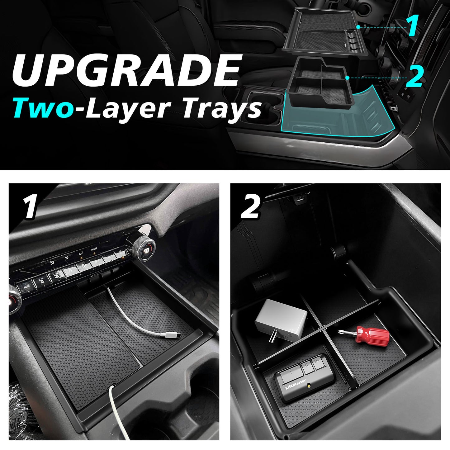 2PCS Front Center Console Organizer for 2024+ Silverado EV WT from BestEvMod