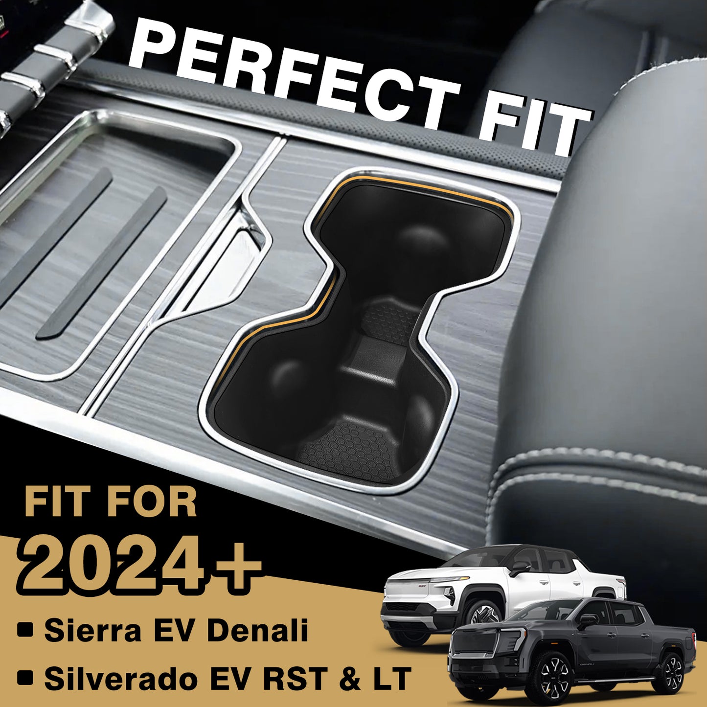 Center Console Cup Holder Insert for 2024-2026 Silverado EV RST & LT/GMC Sierra EV Denali