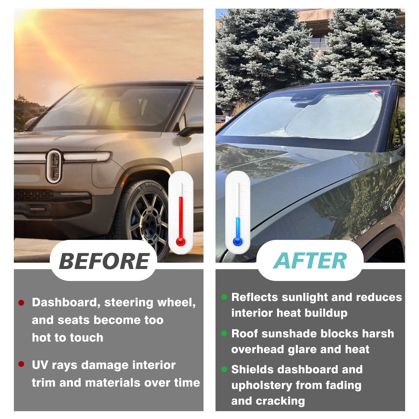 Windshield Sunshade for 2022-2025 2026 Rivian R1S R1T