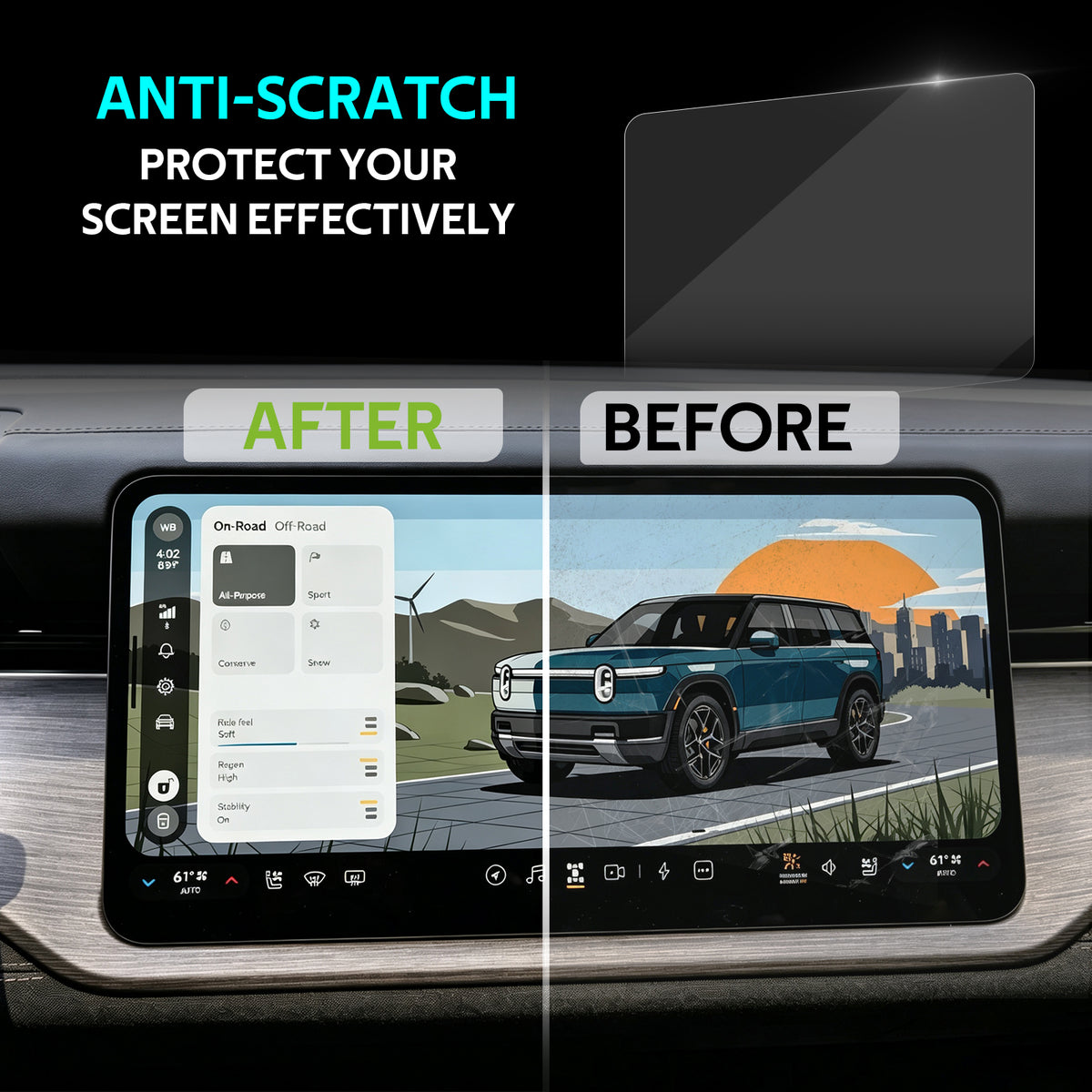 BestEvMod 2PCS Screen Protector for 2026 2027 Rivian R2 Anti-Glare (Matte)
