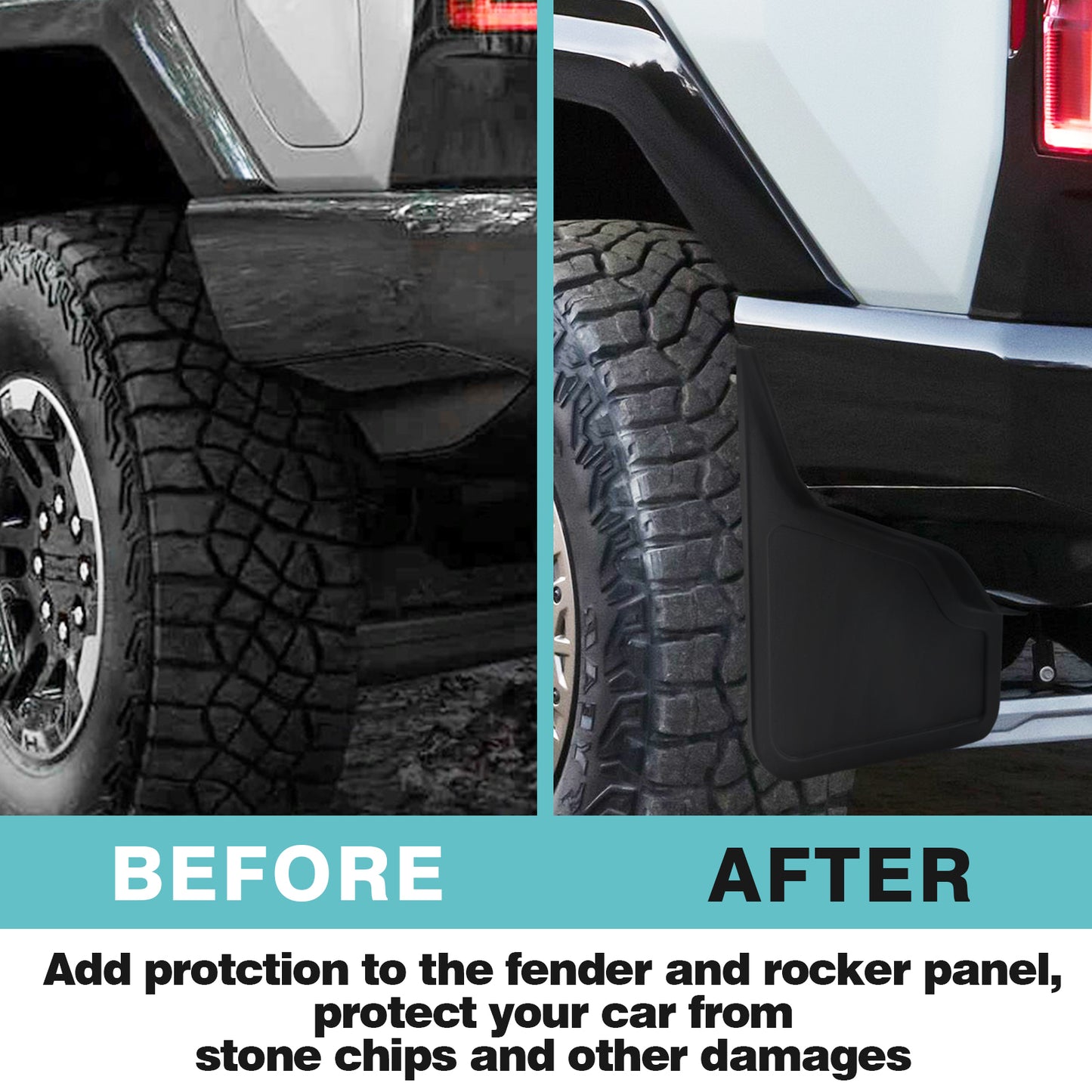 BestEvMod Compatible with Hummer EV Pickup Rear Mud Flaps ONLY (Set of 2)