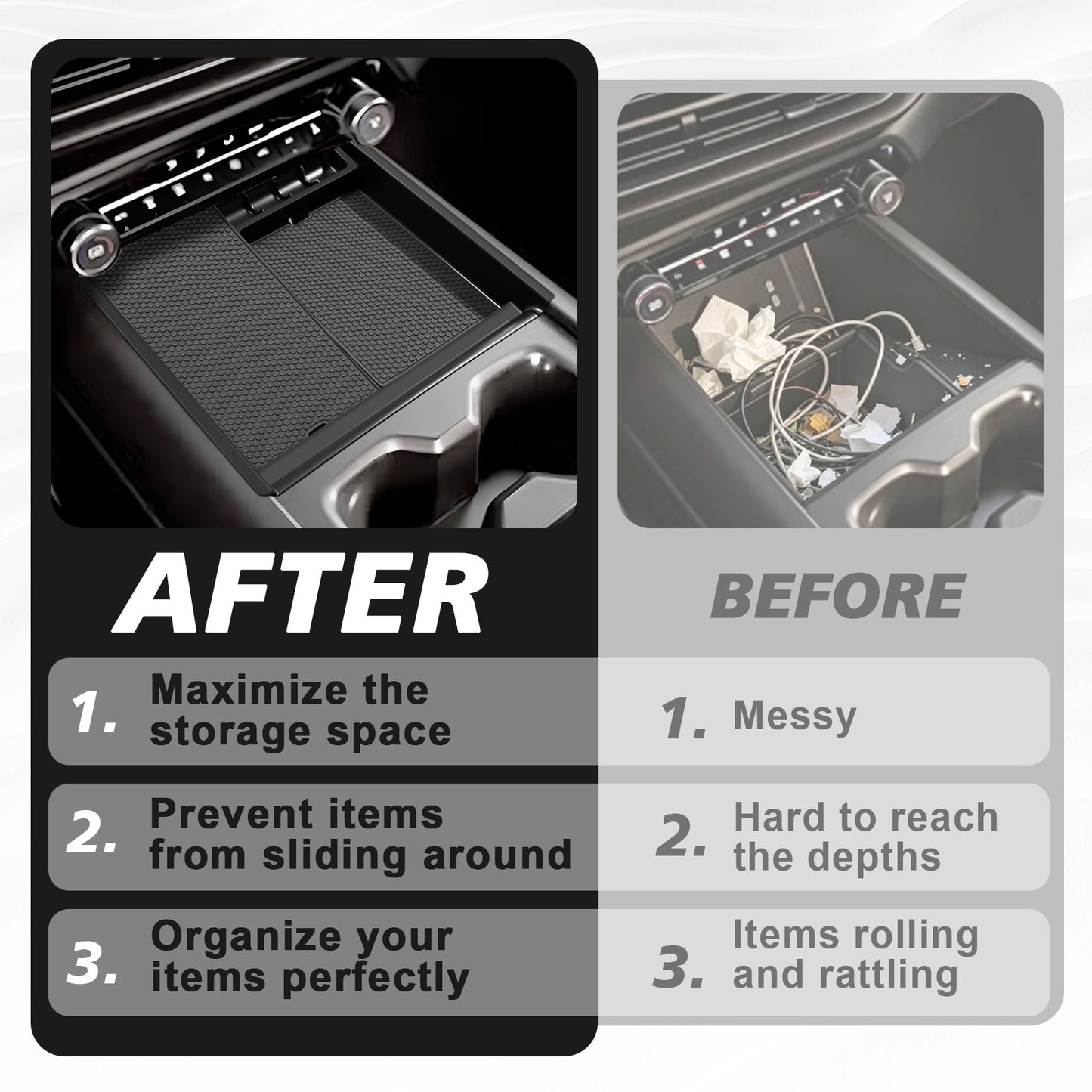 2PCS Front Center Console Organizer for 2024+ Silverado EV WT from BestEvMod