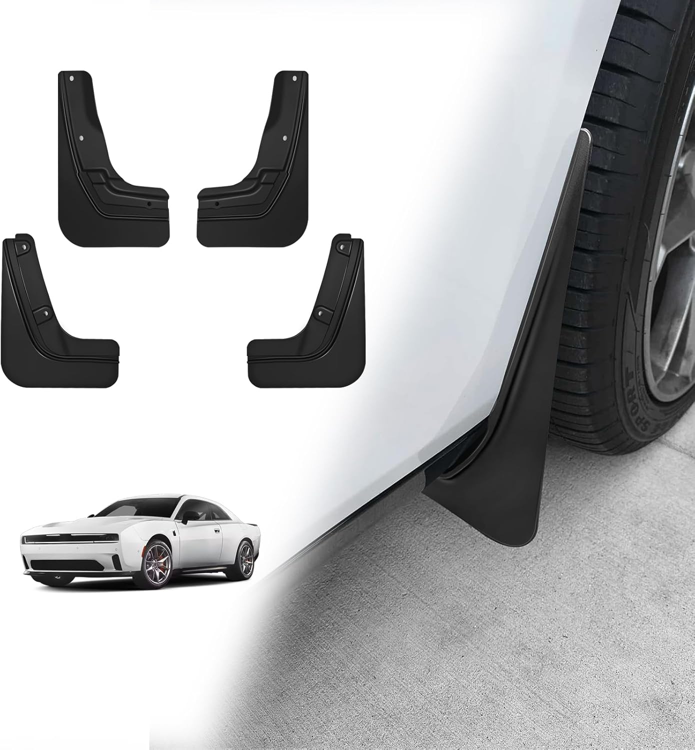 4PCS Mud Flaps No Drilling for 2024+ Dodge Charger EV