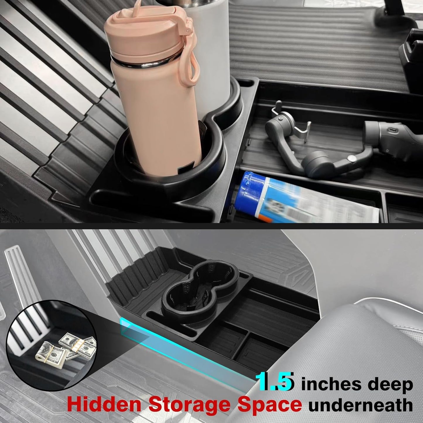 Bundle of Cybertruck Floor Lower+Cup Holder Front+Charge Pad Cover+Glove Box Mats