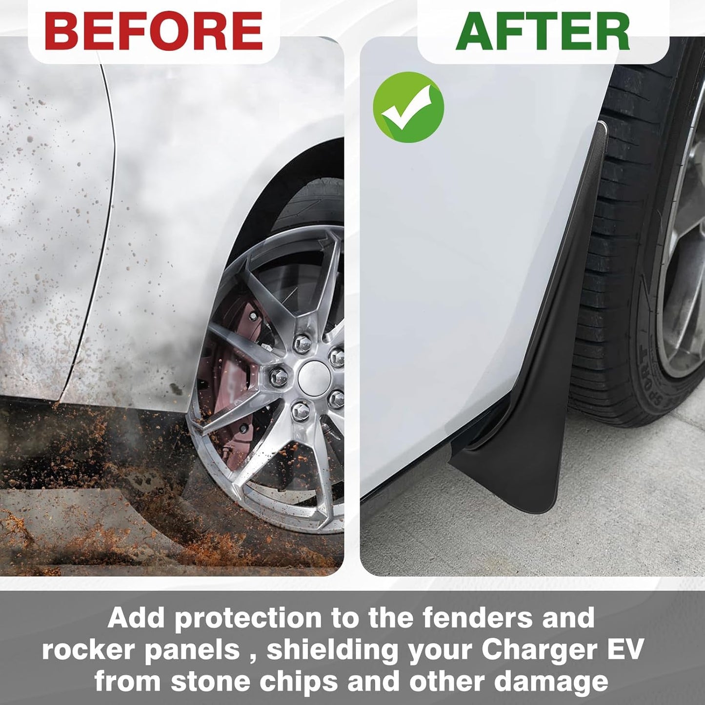 4PCS Mud Flaps No Drilling for 2024+ Dodge Charger EV