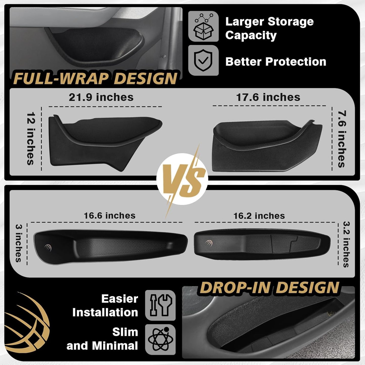 4PCS Door Organizer Tray for 2026 Model Y Juniper Drop-in Design