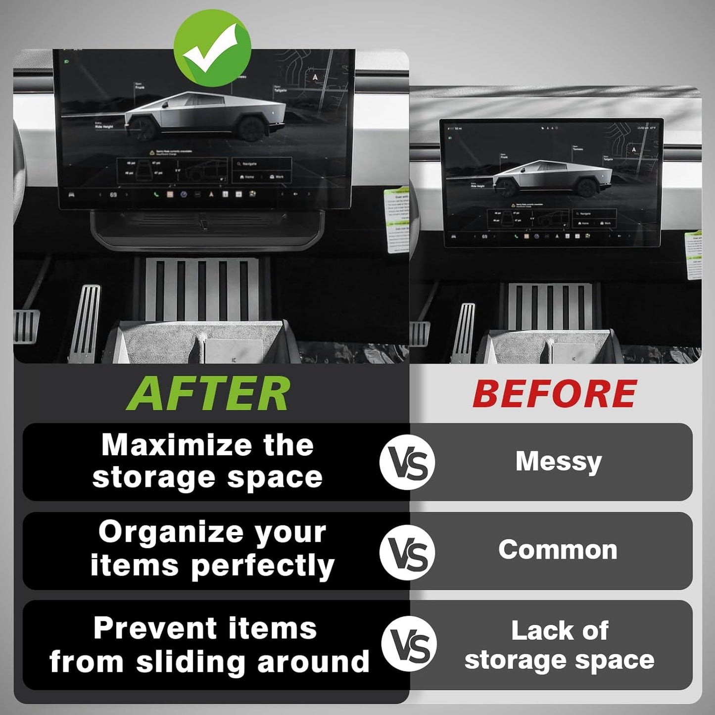 Upgraded Under LCD Screen Organizer for Cybertruck 2024+
