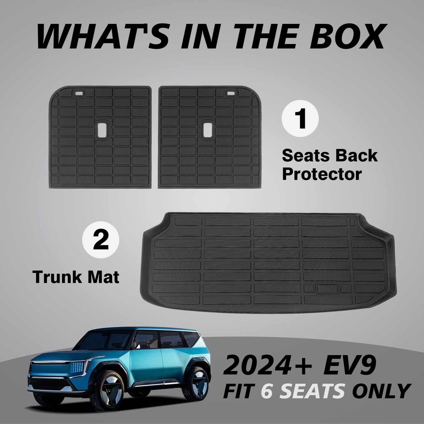 Bundle of EV9 6-Seat Seats Back Mat + Trunk Liner from BestEvMod