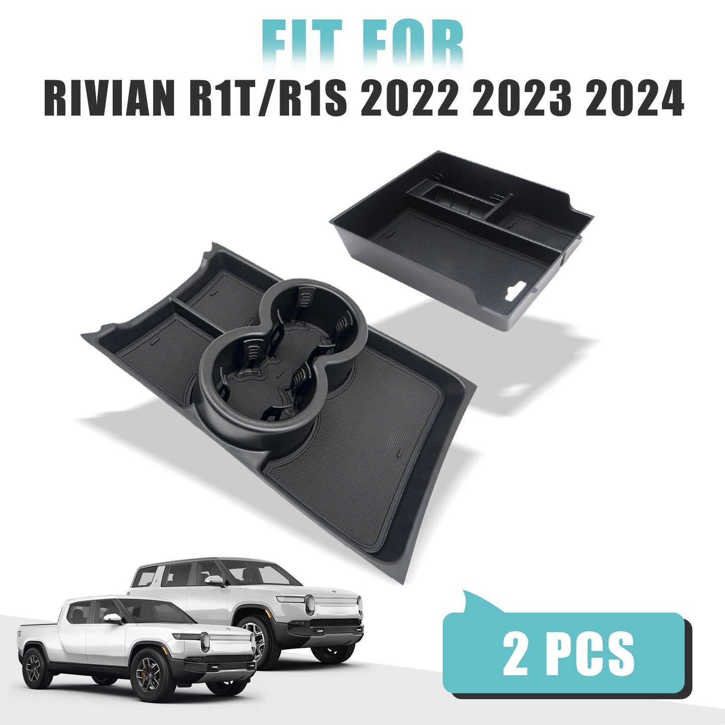 Bundle of Rivian Armrest Tray and Lower Cup Holder Tray