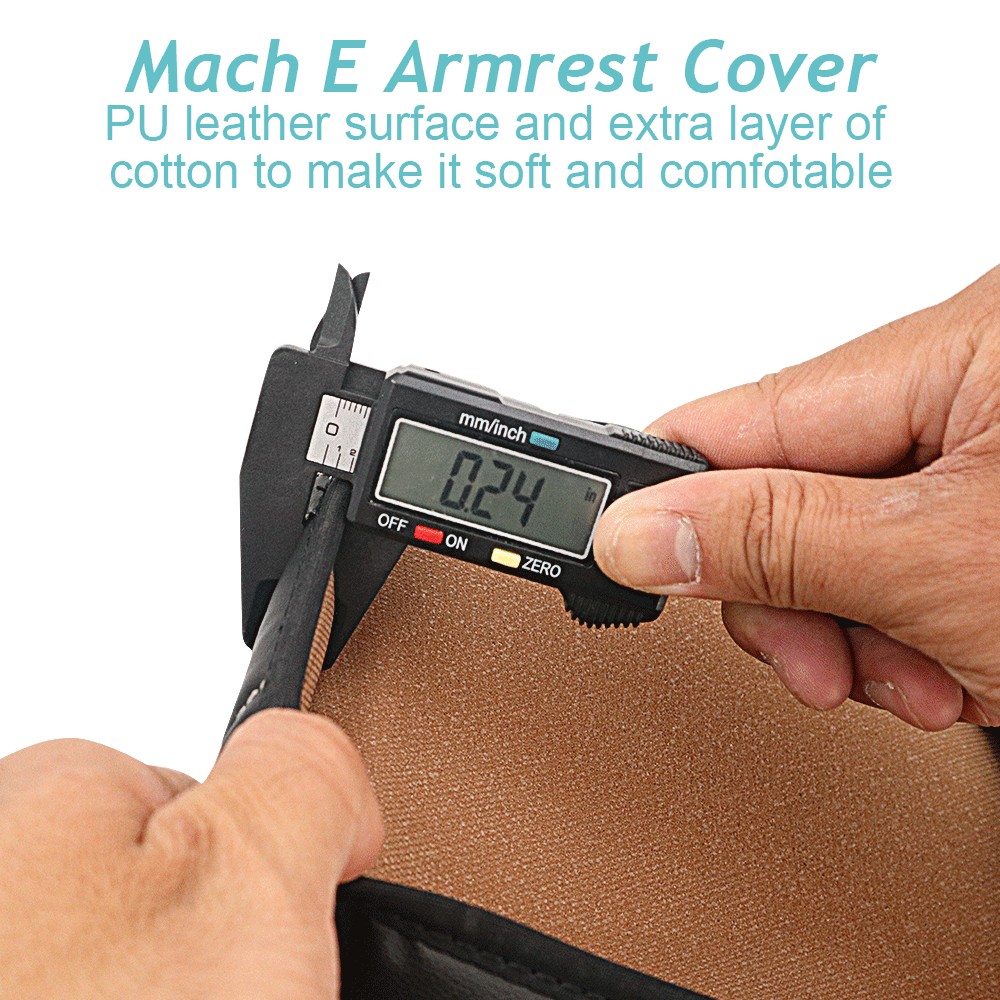 Mach E Center Console Armrest Pad Cover PU Leather(Black) from AOSK