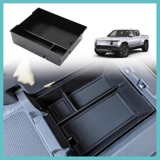 Compatible with Rivian R1T & Rivian R1S Accessories Tray Armrest Storage Box W/O Coin from BestEvMod