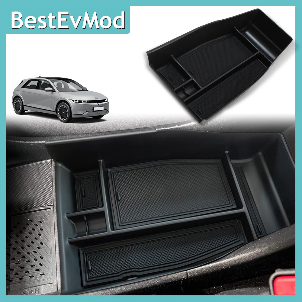 Ioniq5 Lower Center Console Organizer Tray Storage Box with Rubber Black Trim from BestEvMod